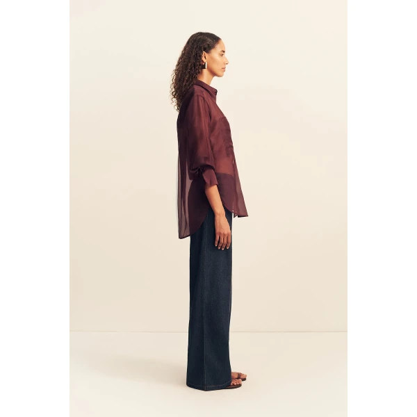 Shona Joy Tibby Silk Organza Shirt - Port Royale - Tops - Australian Luxury Eventwear at Luxury Shoes 