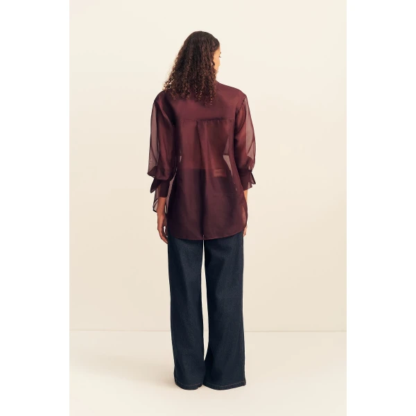 Shona Joy Tibby Silk Organza Shirt - Port Royale - Tops - Australian Luxury Eventwear at Luxury Shoes 