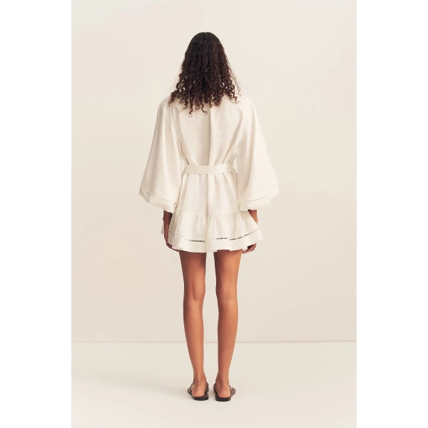 Shona Joy Tommy Linen Balloon Sleeve Mini Dress - Ivory - Dresses - Australian Luxury Eventwear at Luxury Shoes 