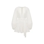 Shona Joy Tommy Linen Balloon Sleeve Mini Dress - Ivory - Dresses - Australian Luxury Eventwear at Luxury Shoes 