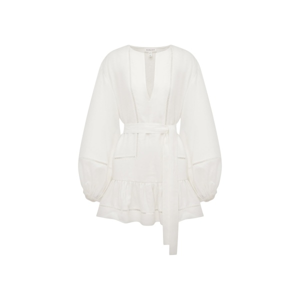 Shona Joy Tommy Linen Balloon Sleeve Mini Dress - Ivory - Dresses - Australian Luxury Eventwear at Luxury Shoes 