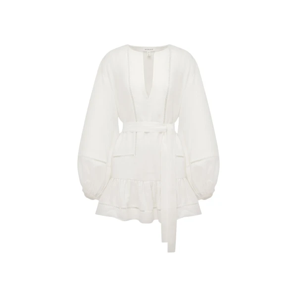 Shona Joy Tommy Linen Balloon Sleeve Mini Dress - Ivory - Dresses - Australian Luxury Eventwear at Luxury Shoes 