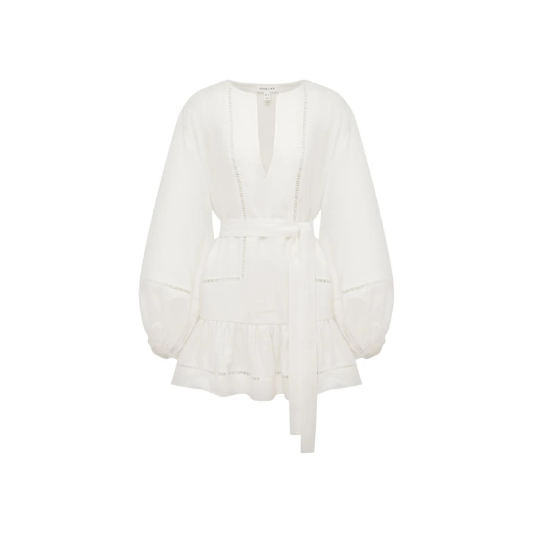 Shona Joy Tommy Linen Balloon Sleeve Mini Dress - Ivory - Dresses - Australian Luxury Eventwear at Luxury Shoes 