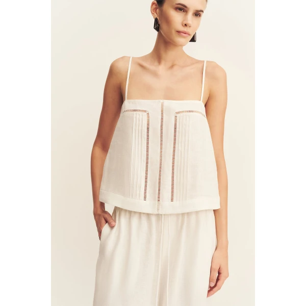 Shona Joy Tommy Linen Cami - Ivory - Tops - Australian Luxury Eventwear at Luxury Shoes 