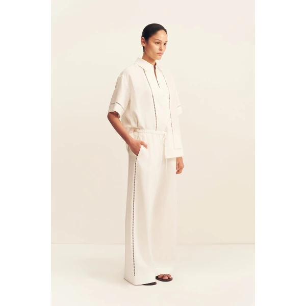 Shona Joy Tommy Linen Pant - Ivory - Pants - Australian Luxury Eventwear at Luxury Shoes 