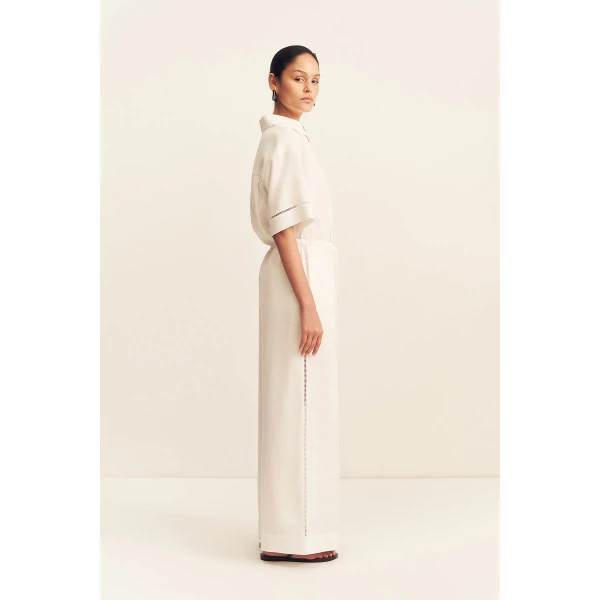 Shona Joy Tommy Linen Pant - Ivory - Pants - Australian Luxury Eventwear at Luxury Shoes 