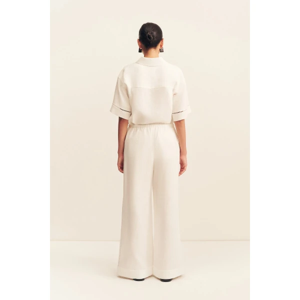 Shona Joy Tommy Linen Pant - Ivory - Pants - Australian Luxury Eventwear at Luxury Shoes 