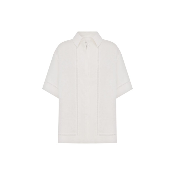 Shona Joy Tommy Linen Shirt - Ivory - Tops - Australian Luxury Eventwear at Luxury Shoes 