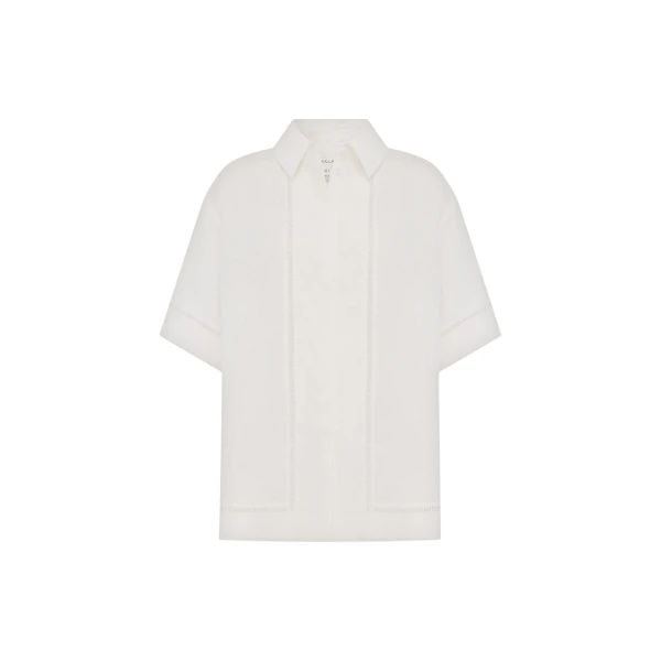 Shona Joy Tommy Linen Shirt - Ivory - Tops - Australian Luxury Eventwear at Luxury Shoes 