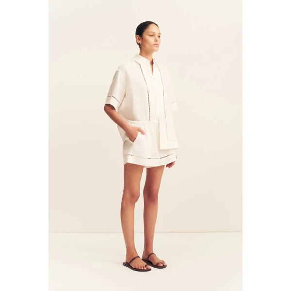 Shona Joy Tommy Linen Short - Ivory - Shorts - Australian Luxury Eventwear at Luxury Shoes 