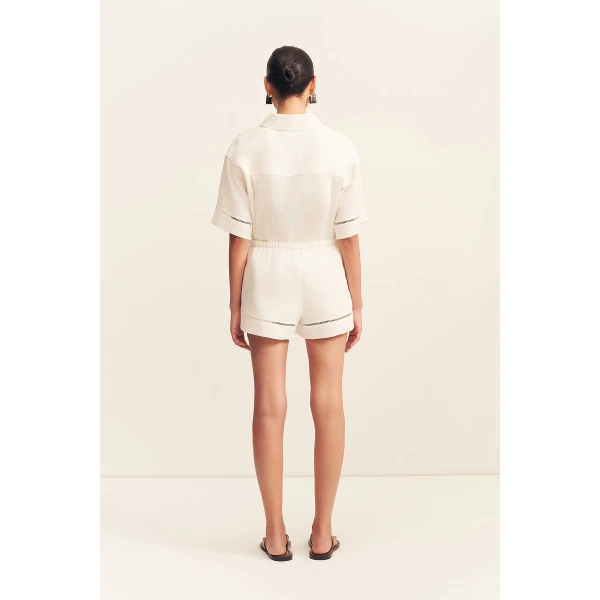 Shona Joy Tommy Linen Short - Ivory - Shorts - Australian Luxury Eventwear at Luxury Shoes 