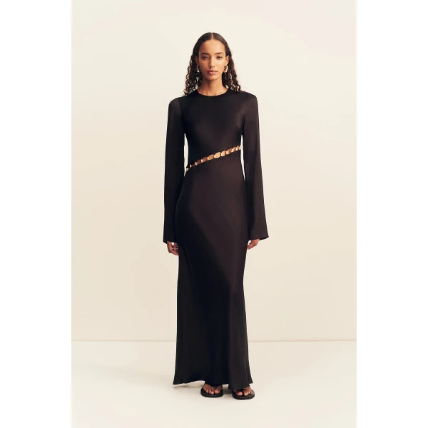 Shona Joy Winslow Asymmetric Maxi Dress With Beads - Black - Dresses - Australian Luxury Eventwear at Luxury Shoes 