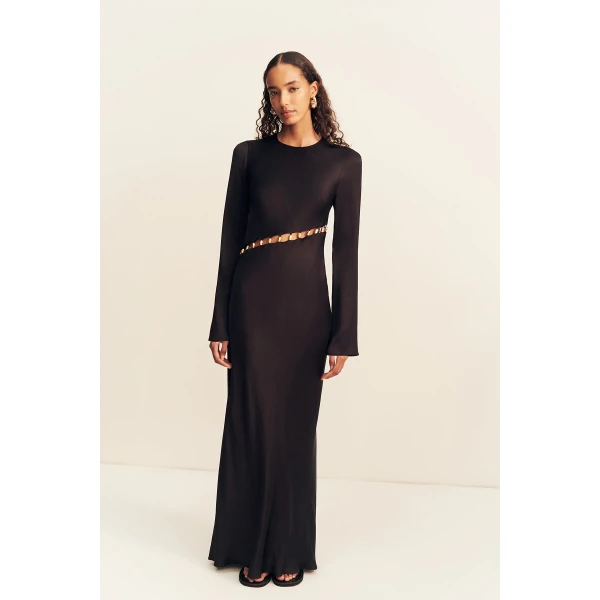 Shona Joy Winslow Asymmetric Maxi Dress With Beads - Black - Dresses - Australian Luxury Eventwear at Luxury Shoes 