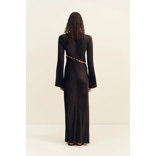 Shona Joy Winslow Asymmetric Maxi Dress With Beads - Black - Dresses - Australian Luxury Eventwear at Luxury Shoes 