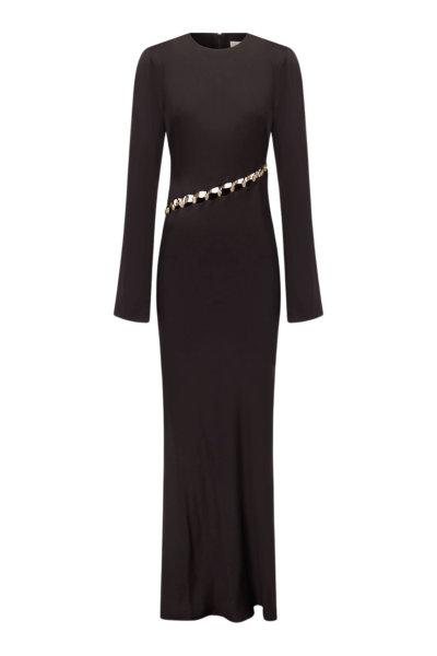 Shona Joy Winslow Asymmetric Maxi Dress With Beads - Black - Dresses - Australian Luxury Eventwear at Luxury Shoes 