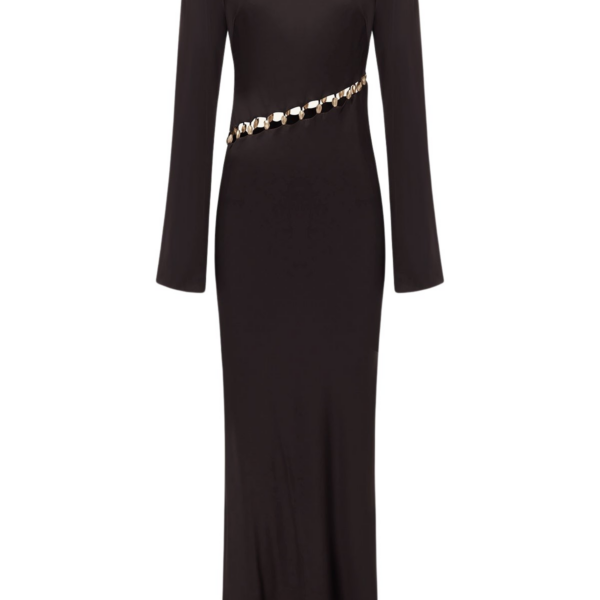 Shona Joy Winslow Asymmetric Maxi Dress With Beads – Black
