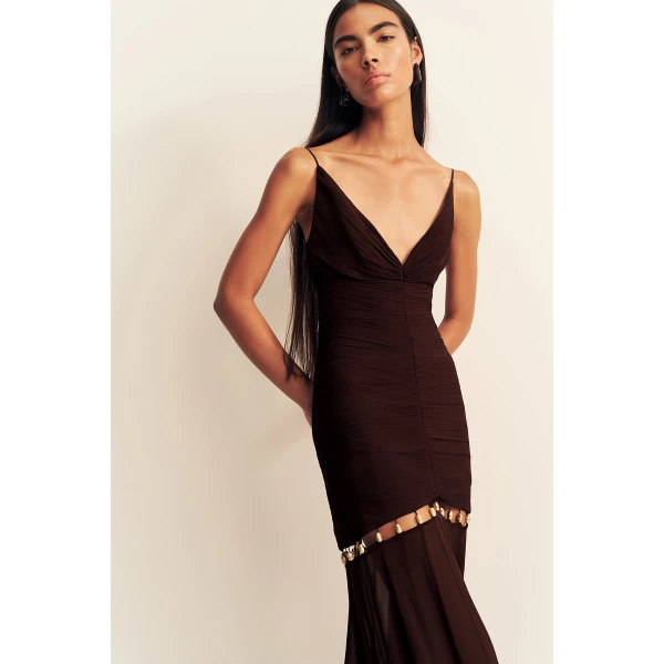 Shona Joy emilie gathered maxi dress with beads - ristretto - Dresses - Australian Luxury Eventwear at Luxury Shoes 