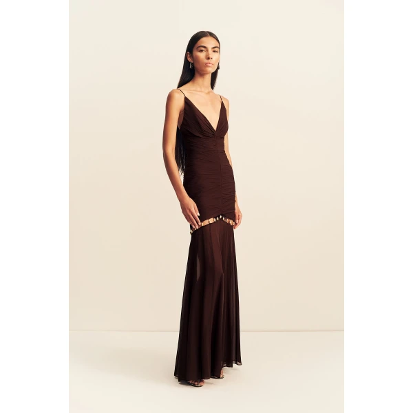 Shona Joy emilie gathered maxi dress with beads - ristretto - Dresses - Australian Luxury Eventwear at Luxury Shoes 