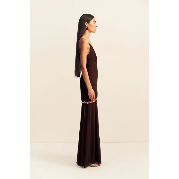Shona Joy emilie gathered maxi dress with beads - ristretto - Dresses - Australian Luxury Eventwear at Luxury Shoes 