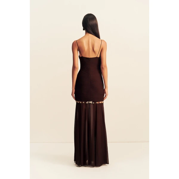 Shona Joy emilie gathered maxi dress with beads - ristretto - Dresses - Australian Luxury Eventwear at Luxury Shoes 