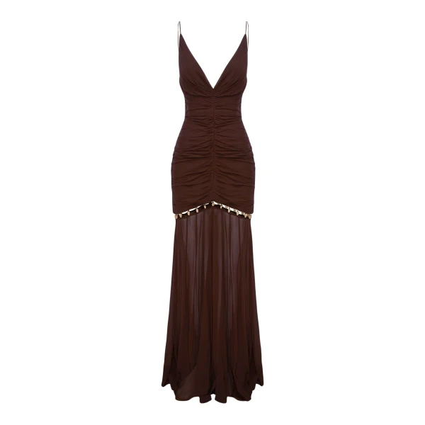 Shona Joy emilie gathered maxi dress with beads - ristretto - Dresses - Australian Luxury Eventwear at Luxury Shoes 