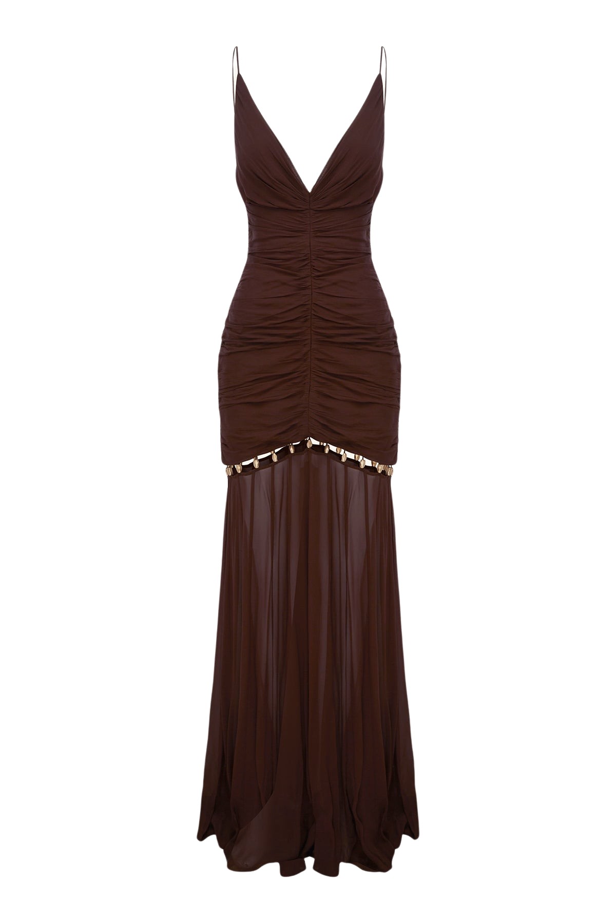 Shona Joy emilie gathered maxi dress with beads – ristretto