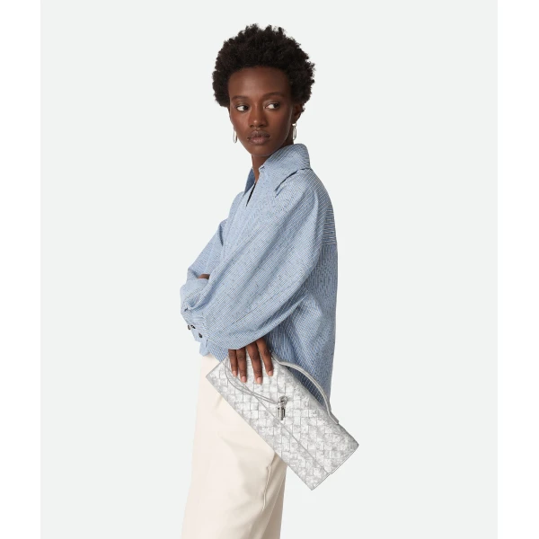 Khaite Women's Andiamo Clutch in Silver - Silver Clutch Bags - The Lotus Tote Bag - Shop at Luxury Shoes 
