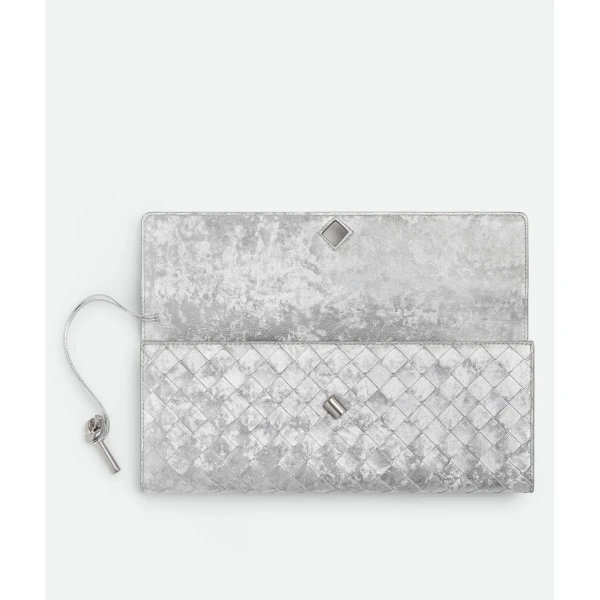 Khaite Women's Andiamo Clutch in Silver - Silver Clutch Bags - The Lotus Tote Bag - Shop at Luxury Shoes 