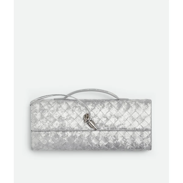 Khaite Women's Andiamo Clutch in Silver - Silver Clutch Bags - The Lotus Tote Bag - Shop at Luxury Shoes 