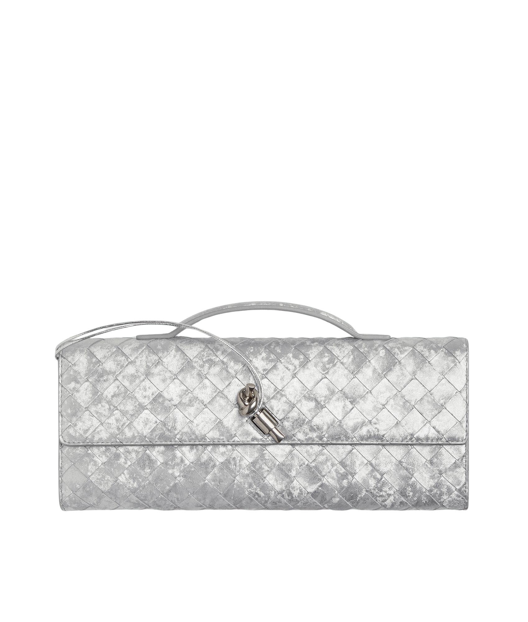 Silver-Womens-Andiamo-Clutch-in-Silver-coveti14877_nobg Khaite Women's Andiamo Clutch in Silver - Silver Clutch Bags - The Lotus Tote Bag - Shop at Luxury Shoes