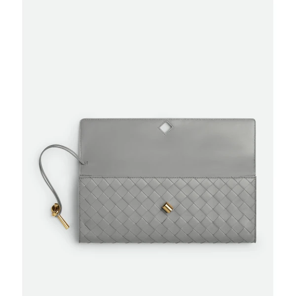 Khaite Women's Andiamo Clutch in Sterling - Silver Clutch Bags - The Lotus Tote Bag - Shop at Luxury Shoes 