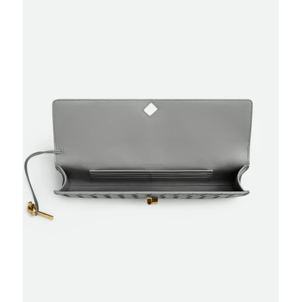 Khaite Women's Andiamo Clutch in Sterling - Silver Clutch Bags - The Lotus Tote Bag - Shop at Luxury Shoes 