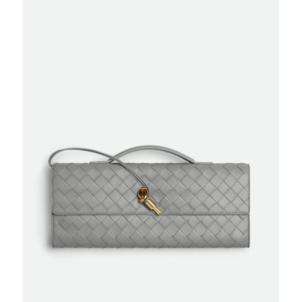 Khaite Women's Andiamo Clutch in Sterling - Silver Clutch Bags - The Lotus Tote Bag - Shop at Luxury Shoes 