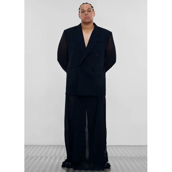 The Frankie Shop 4-Button Double-Breasted Sheer Jacket - Black - Oversized Minimalist Jackets in Black - Shop at Luxury Shoes 
