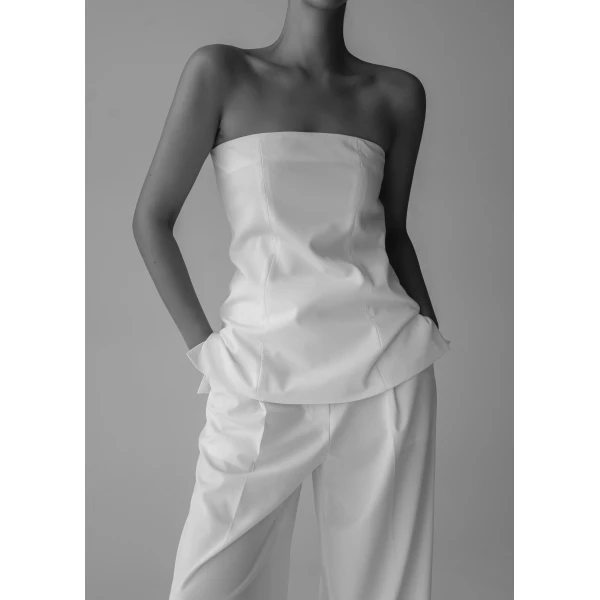 The Frankie Shop Abbie Strapless Top - White - Oversized Minimalist Tops in White - Shop at Luxury Shoes 