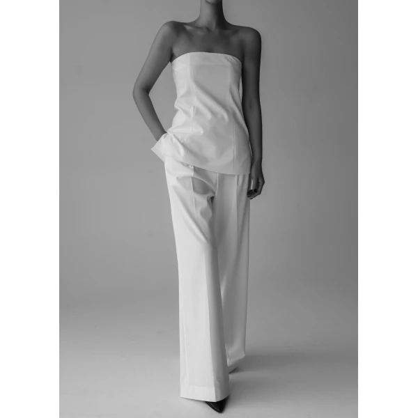 The Frankie Shop Abbie Strapless Top - White - Oversized Minimalist Tops in White - Shop at Luxury Shoes 