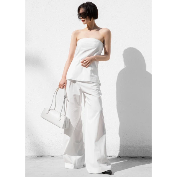 The Frankie Shop Abbie Strapless Top - White - Oversized Minimalist Tops in White - Shop at Luxury Shoes 