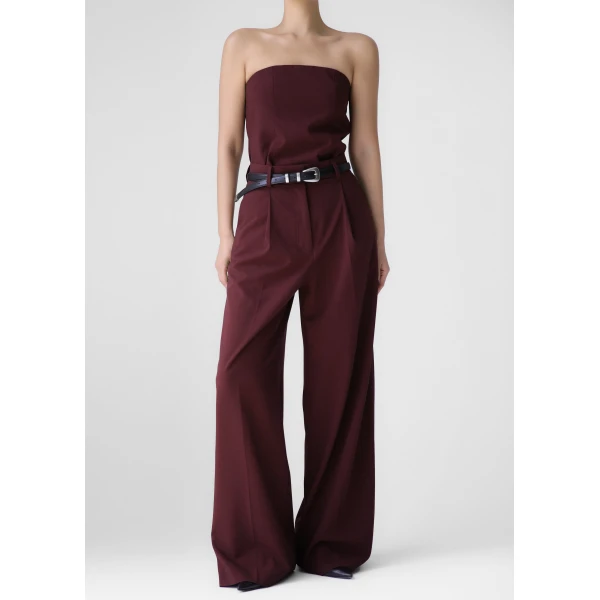 The Frankie Shop Abbie Trousers - Burgundy - Oversized Minimalist Pants in Red - Shop at Luxury Shoes 