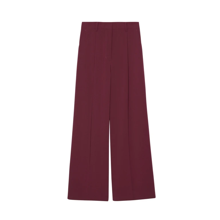 The Frankie Shop Abbie Trousers - Burgundy - Oversized Minimalist Pants in Red - Shop at Luxury Shoes 