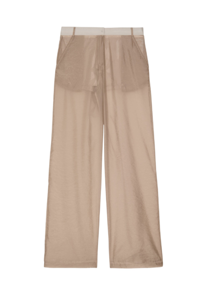 The Frankie Shop Abra Sheer Trousers - Beige - Oversized Minimalist Pants in Beige - Shop at Luxury Shoes 
