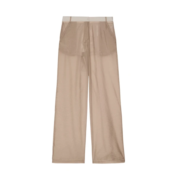 The Frankie Shop Abra Sheer Trousers - Beige - Oversized Minimalist Pants in Beige - Shop at Luxury Shoes 