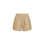The Frankie Shop Adia Satin Boxer Shorts - Beige - Oversized Minimalist Shorts in Beige - Shop at Luxury Shoes 