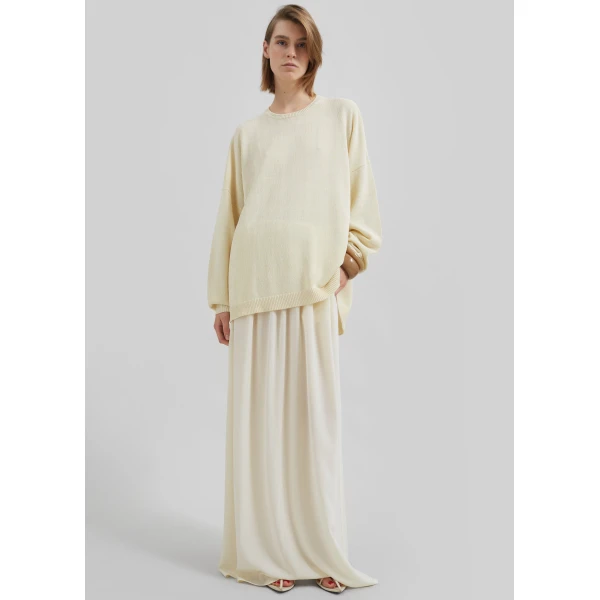The Frankie Shop Aeson Maxi Skirt - Pale Yellow - Oversized Minimalist Skirts in Yellow - Shop at Luxury Shoes 
