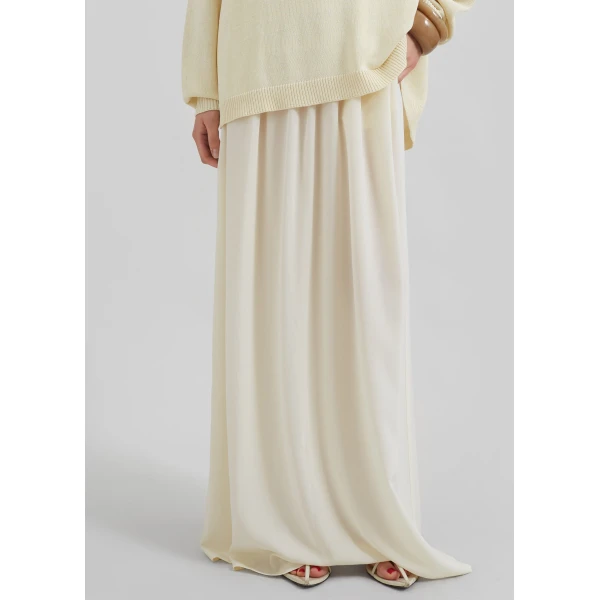 The Frankie Shop Aeson Maxi Skirt - Pale Yellow - Oversized Minimalist Skirts in Yellow - Shop at Luxury Shoes 