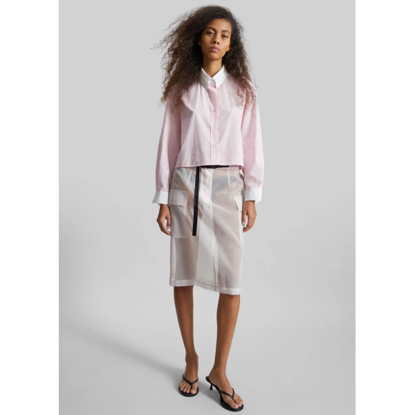 The Frankie Shop Aix Cropped Boxy Shirt - Pink - Oversized Minimalist Tops in Pink - Shop at Luxury Shoes 