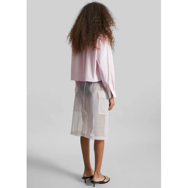 The Frankie Shop Aix Cropped Boxy Shirt - Pink - Oversized Minimalist Tops in Pink - Shop at Luxury Shoes 