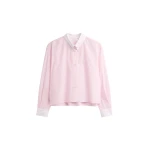 The Frankie Shop Aix Cropped Boxy Shirt - Pink - Oversized Minimalist Tops in Pink - Shop at Luxury Shoes 