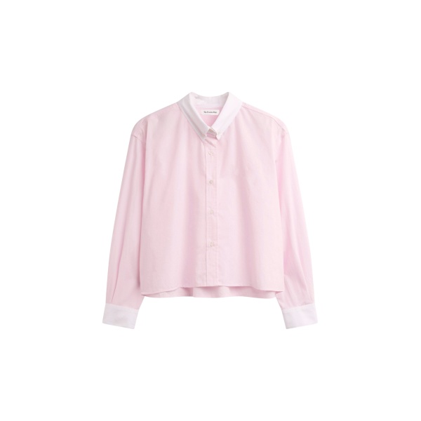 The Frankie Shop Aix Cropped Boxy Shirt - Pink - Oversized Minimalist Tops in Pink - Shop at Luxury Shoes 