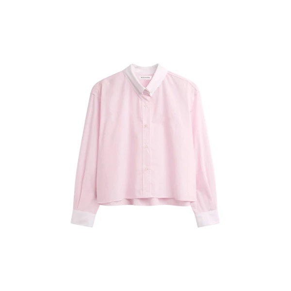 The Frankie Shop Aix Cropped Boxy Shirt - Pink - Oversized Minimalist Tops in Pink - Shop at Luxury Shoes 