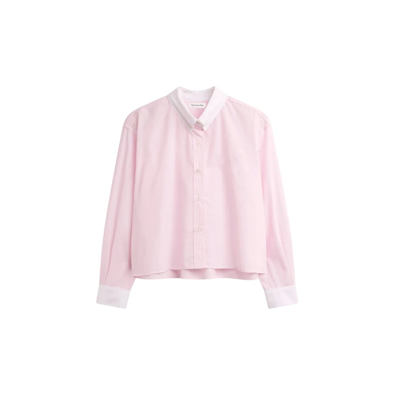 The Frankie Shop Aix Cropped Boxy Shirt - Pink - Oversized Minimalist Tops in Pink - Shop at Luxury Shoes 